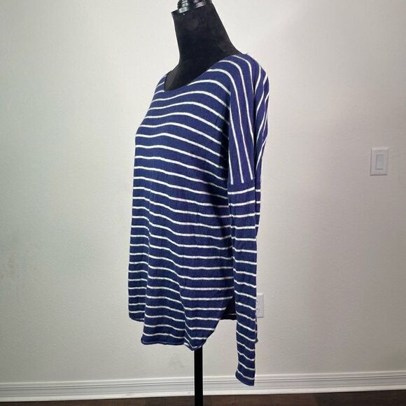 Vince Women’s Blue‎ White Striped Wool Cashmere Drop Shoulder Sweater Size S - Picture 6 of 9